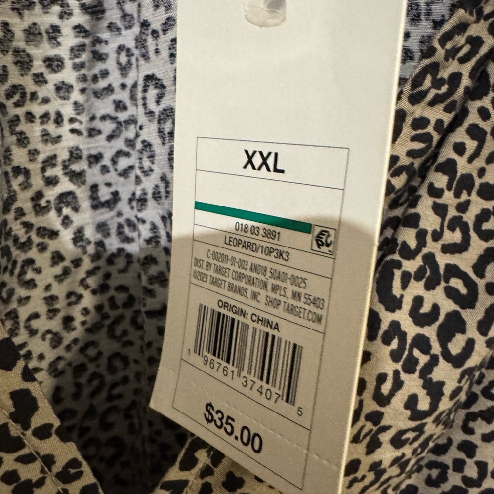 A New Day Leopard Print Balloon Sleeve Tiered Midi Dress XXL NWT - Picture 6 of 6